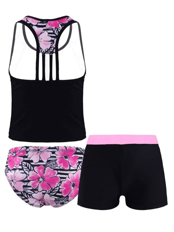 Girls 3 Piece Floral Print Swimwear Tankini Set thumb