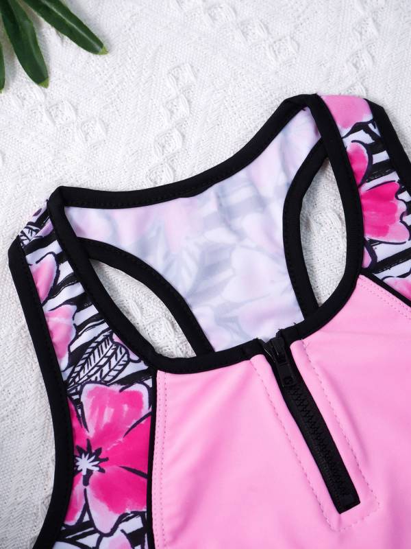 Girls 3 Piece Floral Print Swimwear Tankini Set thumb
