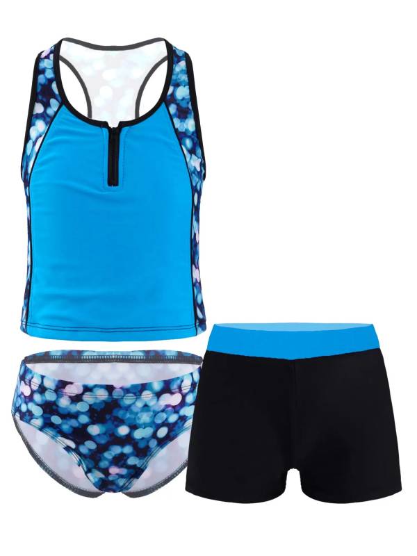 Girls 3 Piece Floral Print Swimwear Tankini Set thumb