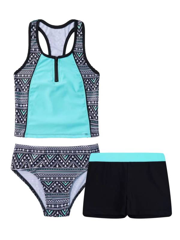 Girls 3 Piece Floral Print Swimwear Tankini Set thumb