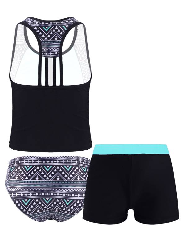 Girls 3 Piece Floral Print Swimwear Tankini Set thumb