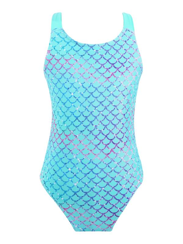 Kids Girls Sleeveless Unicorn Pattern One-Piece Swimsuit thumb