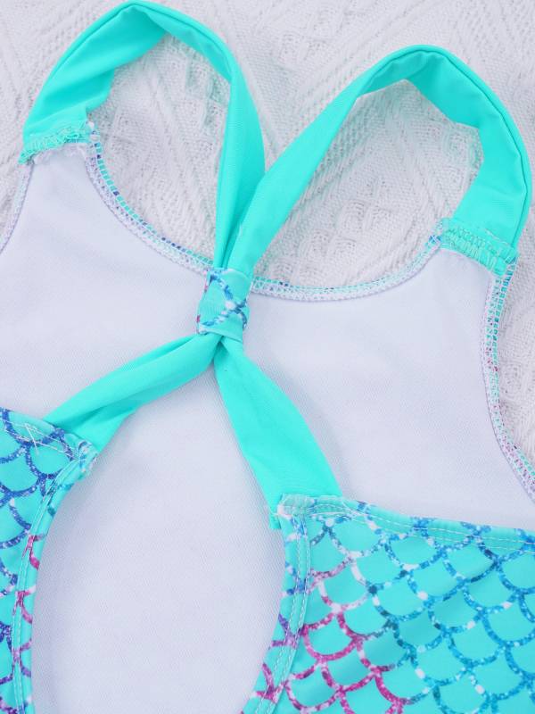 Kids Girls Sleeveless Unicorn Pattern One-Piece Swimsuit thumb
