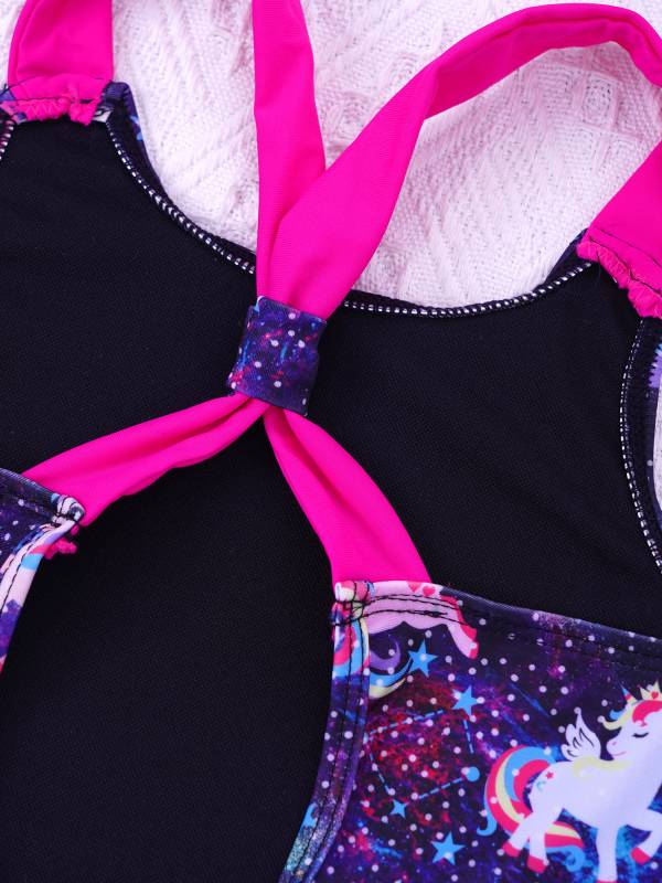 Kids Girls Sleeveless Unicorn Pattern One-Piece Swimsuit thumb