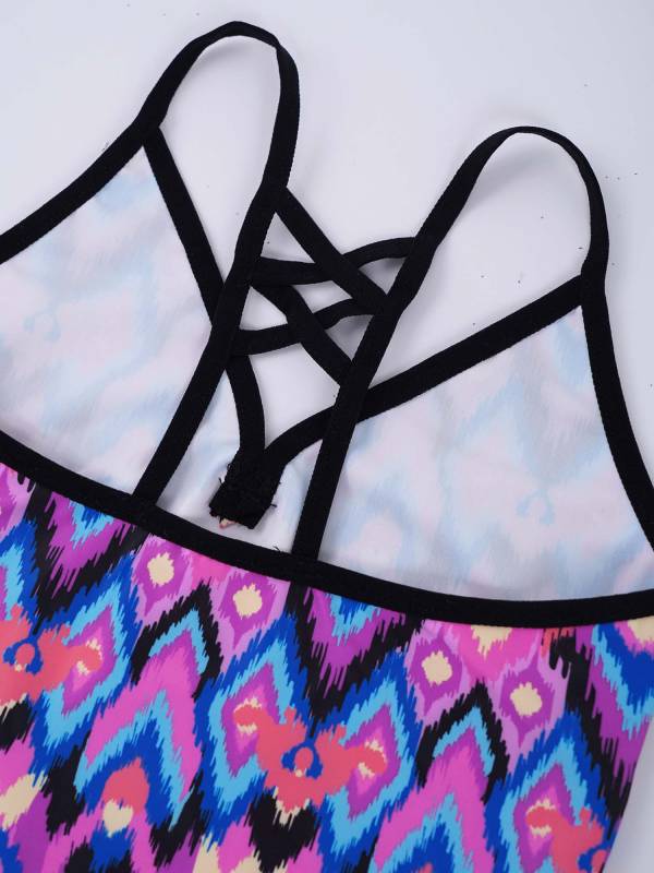Kids Girls 3Pcs Floral Printed Tankini with Shorts Swimsuit Set thumb