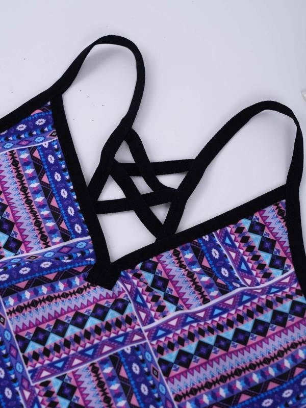 Kids Girls 3Pcs Floral Printed Tankini with Shorts Swimsuit Set thumb