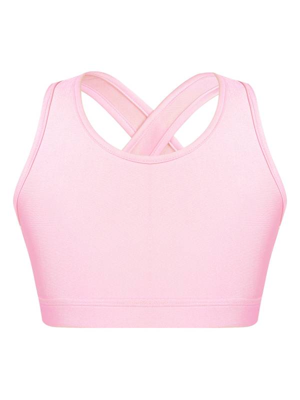 Kids Girls Sleeveless Keyhole Back Sport Crop Top thumb
