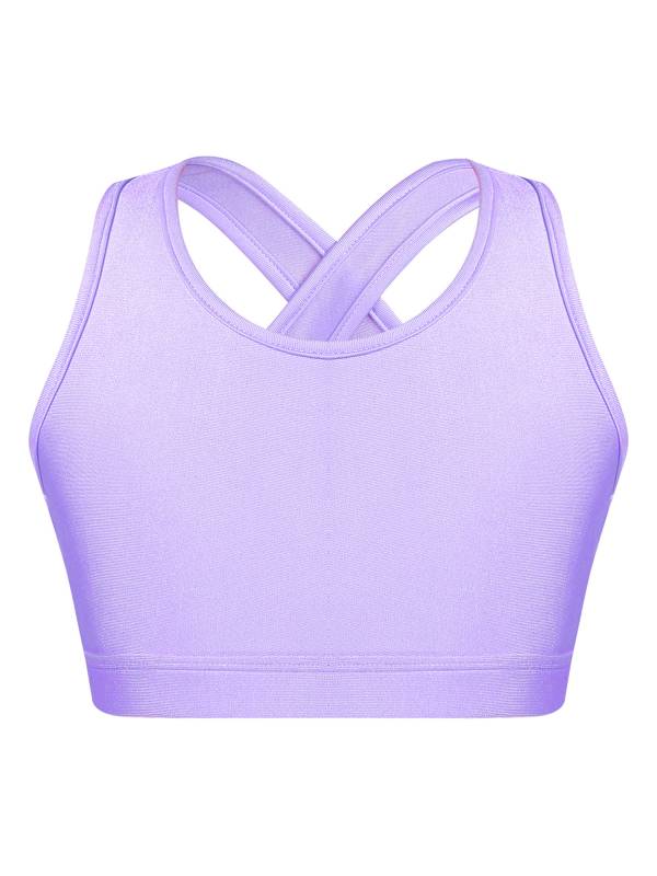 Kids Girls Sleeveless Keyhole Back Sport Crop Top thumb