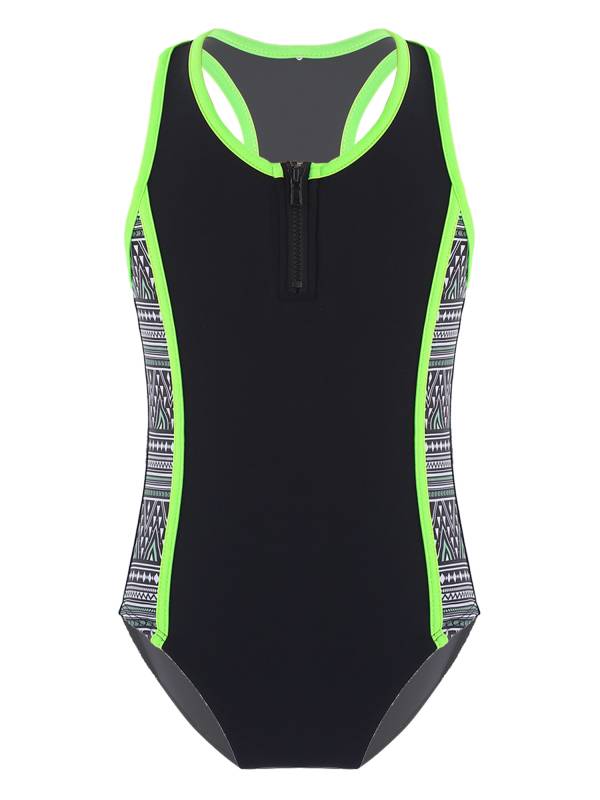 Kids Girls 2pcs Sleeveless Bodysuit and Boyshorts Swimsuit Set thumb