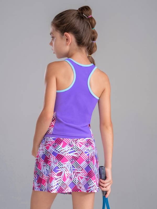 Kids Girls 2Pcs Sleeveless Top & Skirt with Built-in Shorts Sport Set thumb