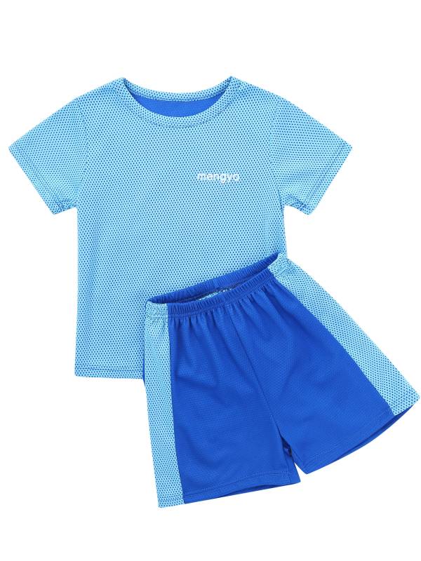 Kids 2pcs Round Neck Short Sleeves T-shirt and Shorts Set Sports Suits thumb