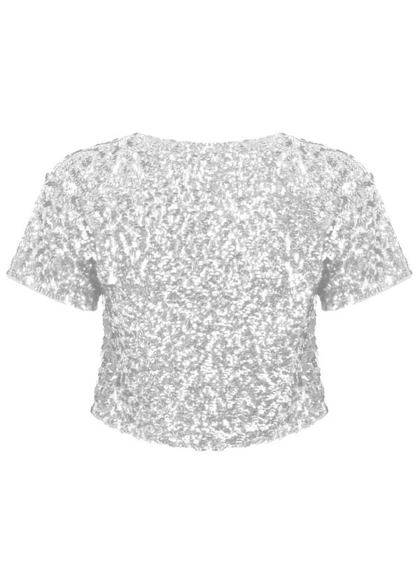 Women Sequin Cropped Jacket Shrug Glitter Waistcoat Cardigan thumb