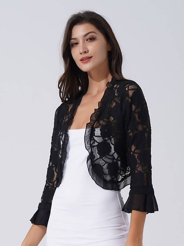 Women Lace Hollow Out Half-Sleeve Bolero thumb