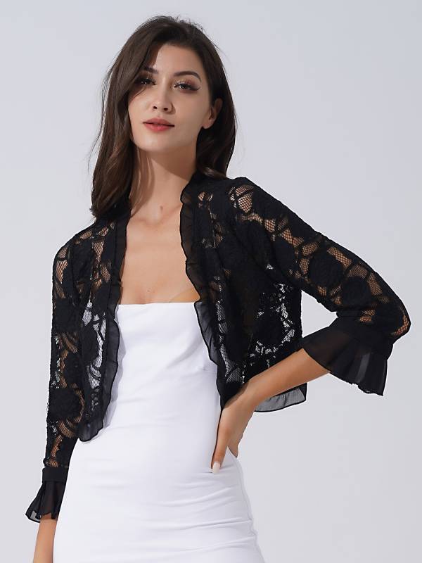 Women Lace Hollow Out Half-Sleeve Bolero thumb