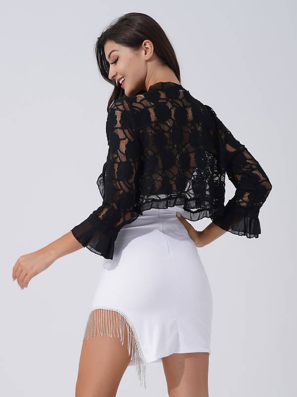 Women Lace Hollow Out Half-Sleeve Bolero thumb