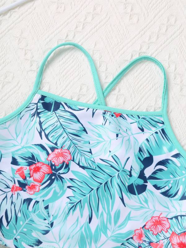 Kids Girls 3Pcs Butterfly Tankini and Rash Guard Swimsuit Set thumb