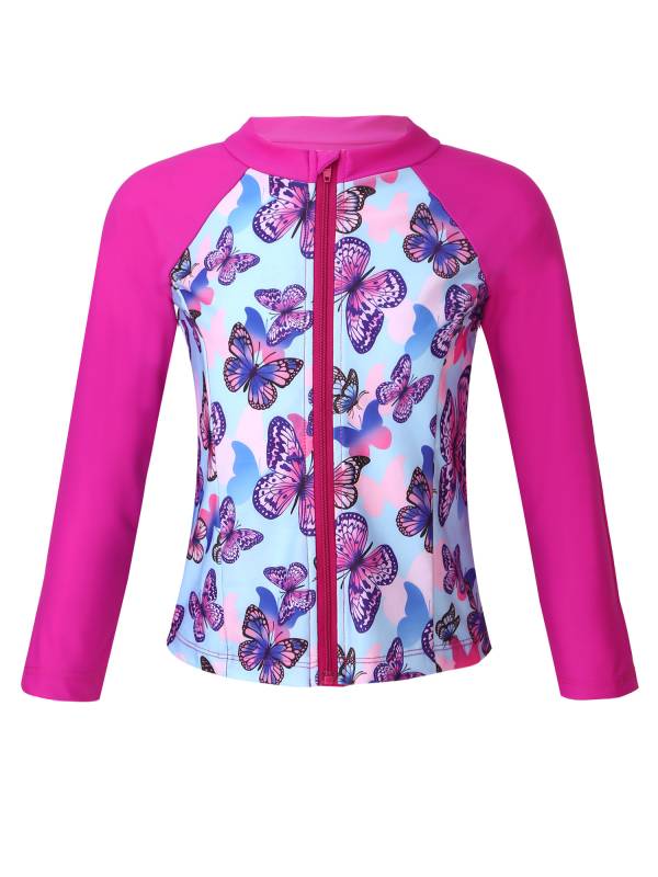 Kids Girls 3Pcs Butterfly Tankini and Rash Guard Swimsuit Set thumb