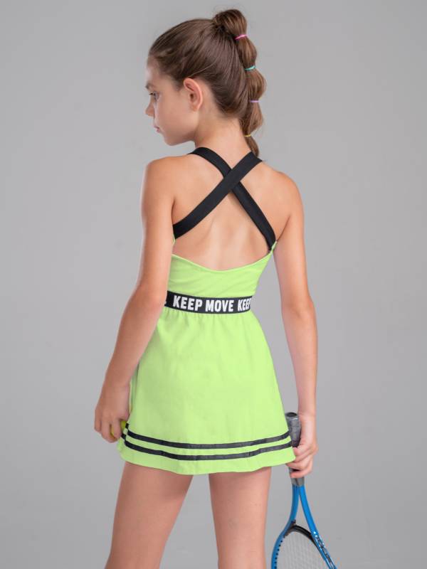 Kids Girls 2Pcs Sleeveless A-line Dress with Shorts Sport Set thumb