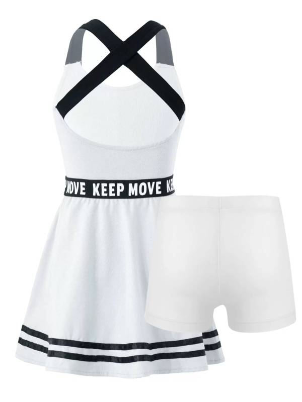 Kids Girls 2Pcs Sleeveless A-line Dress with Shorts Sport Set thumb