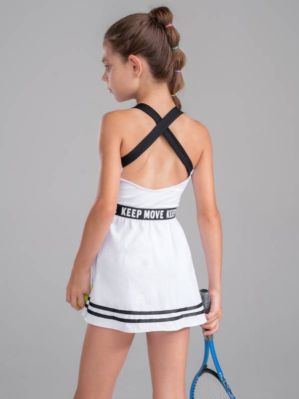 Kids Girls 2Pcs Sleeveless A-line Dress with Shorts Sport Set thumb