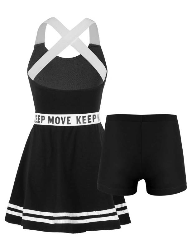 Kids Girls 2Pcs Sleeveless A-line Dress with Shorts Sport Set thumb