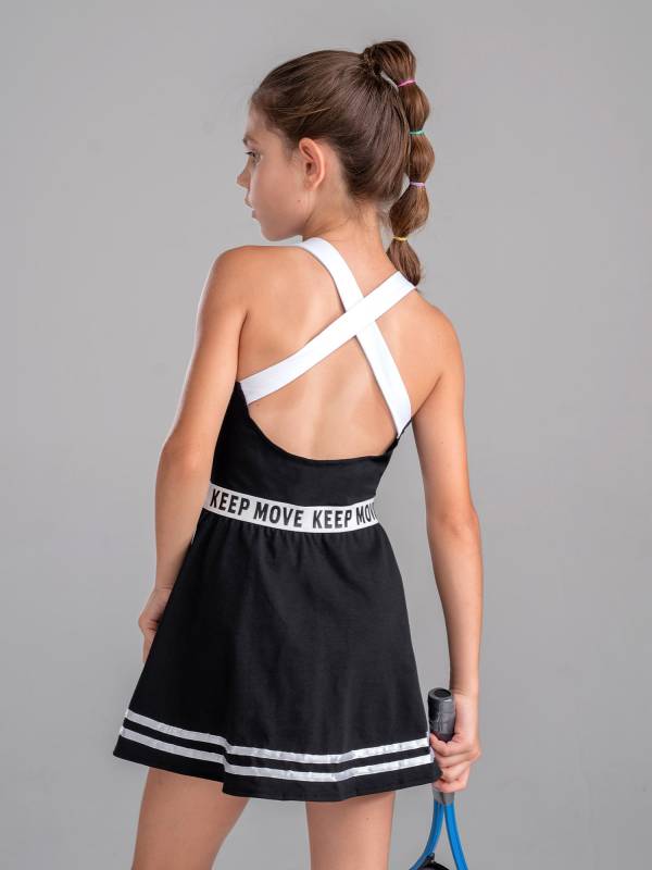 Kids Girls 2Pcs Sleeveless A-line Dress with Shorts Sport Set thumb