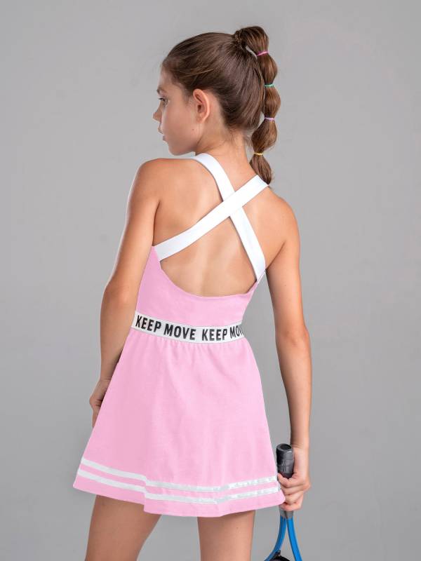Kids Girls 2Pcs Sleeveless A-line Dress with Shorts Sport Set thumb
