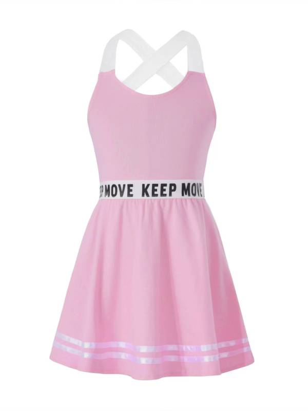 Kids Girls 2Pcs Sleeveless A-line Dress with Shorts Sport Set thumb