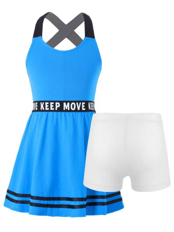 Kids Girls 2Pcs Sleeveless A-line Dress with Shorts Sport Set thumb