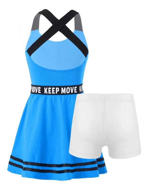 Kids Girls 2Pcs Sleeveless A-line Dress with Shorts Sport Set thumb