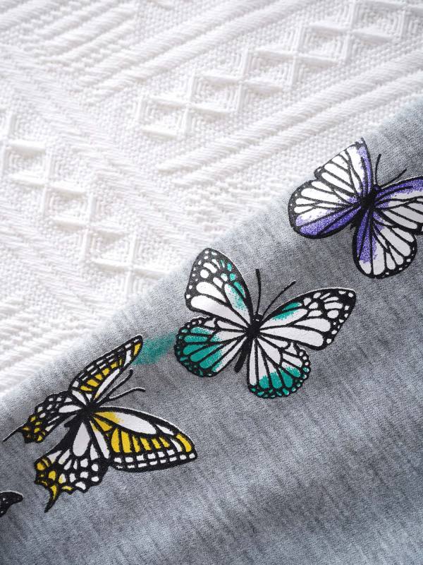 Kids Girls Long Sleeves Butterfly Print Cropped Hoodies thumb