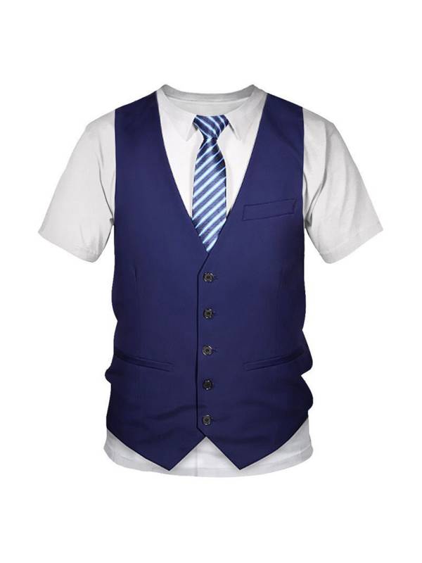 Men 2-in-1 Tuxedo Tie Print Short-sleeve T-Shirt thumb