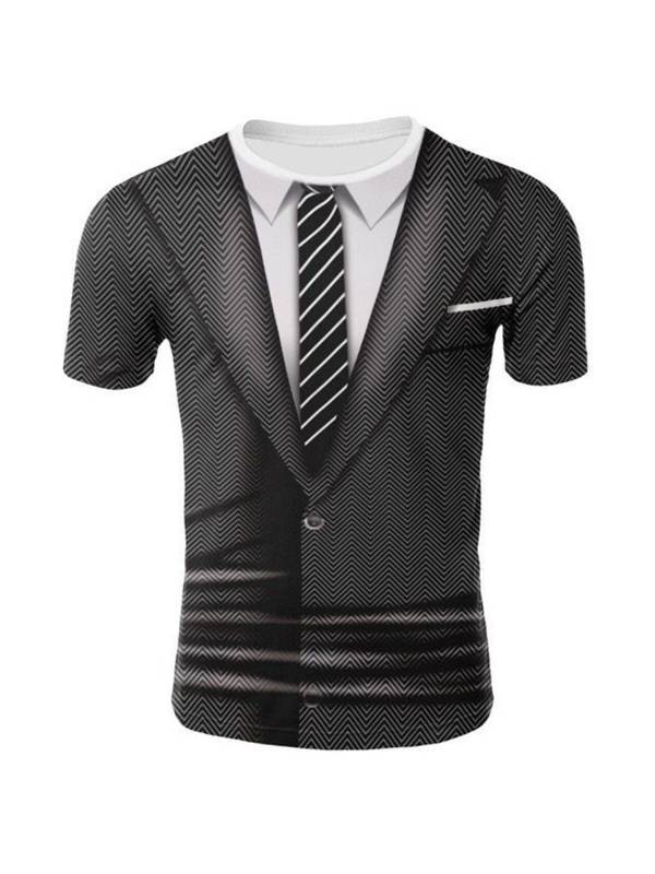 Men 2-in-1 Tuxedo Tie Print Short-sleeve T-Shirt thumb