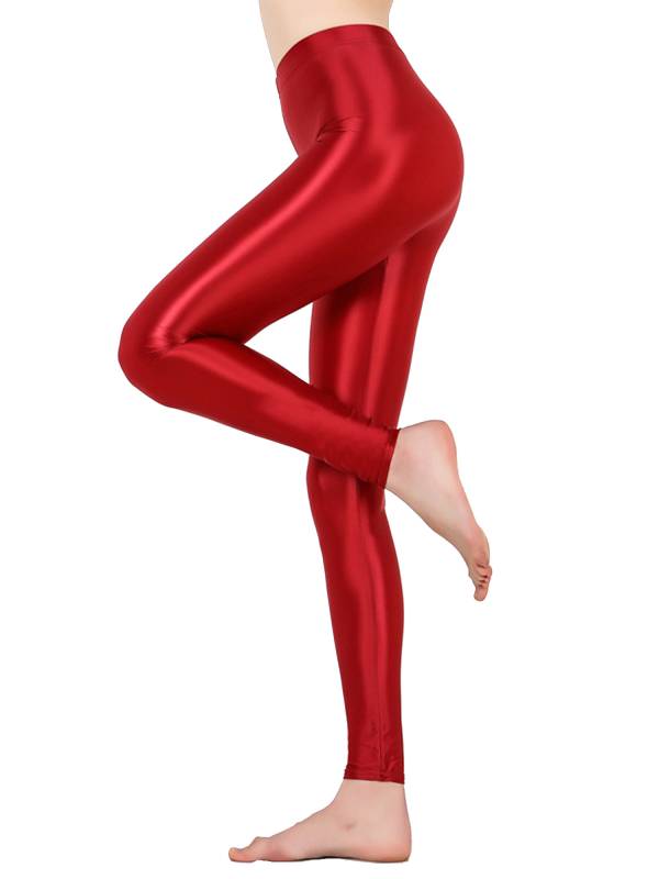 Women Shiny Metallic Stretchy Leggings Yoga Pants thumb