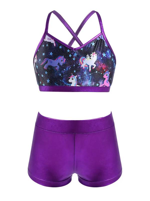 Kids Girls 2pcs Sequins Tank Top and Shorts Jazz Dance Sets thumb