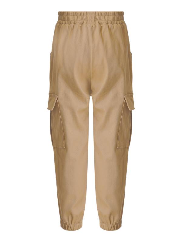 Kids Boys Solid Color Cotton Elastic Waistband Pockets Dungarees Pants thumb