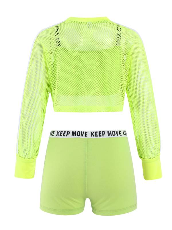 Kids Girls 3pcs Crop Vest with Cover Up and Shorts Gym Sport Set thumb