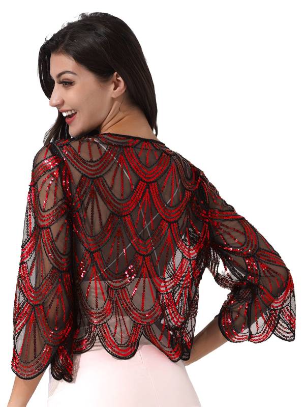 Women Sequin Hollow Lace Bolero thumb
