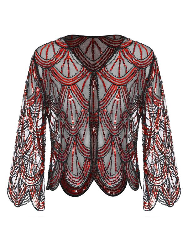 Women Sequin Hollow Lace Bolero thumb