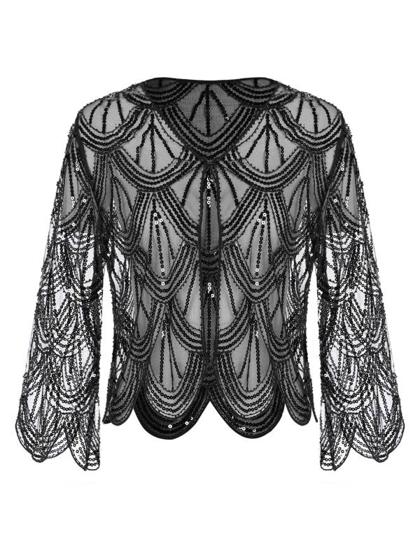 Women Sequin Hollow Lace Bolero thumb