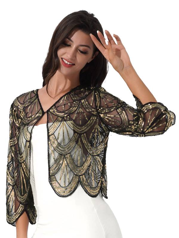 Women Sequin Hollow Lace Bolero thumb