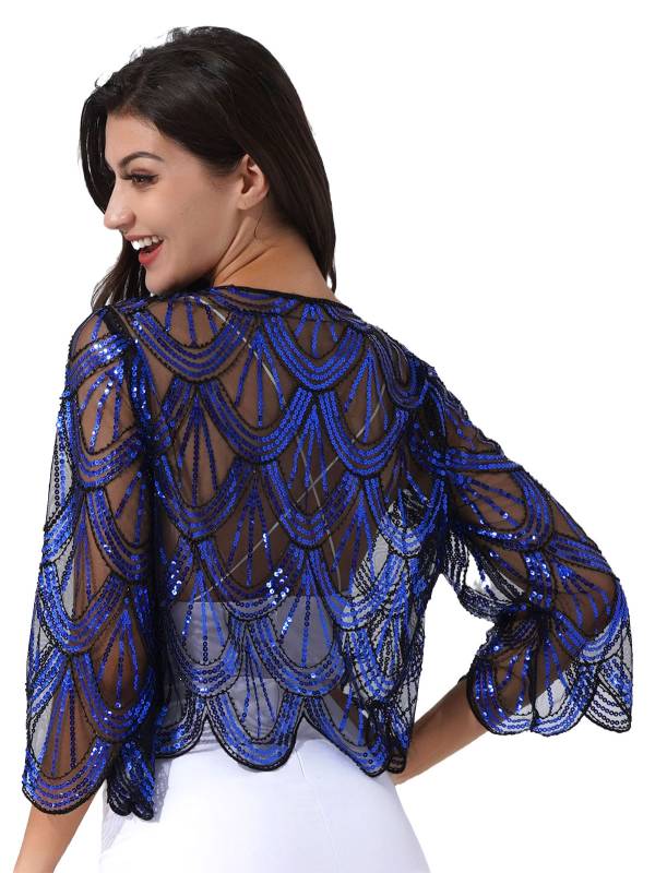 Women Sequin Hollow Lace Bolero thumb
