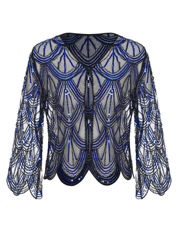Women Sequin Hollow Lace Bolero thumb