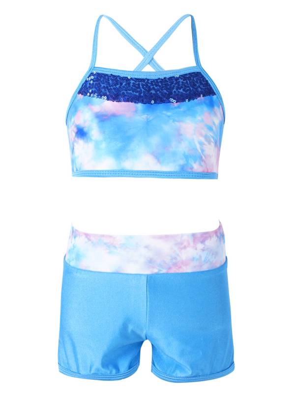 Kids Girls 2pcs Sequins Mermaid Scales Tank Top with Bottoms Set thumb