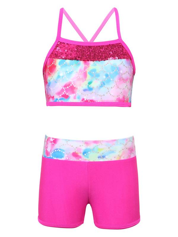 Kids Girls 2pcs Sequins Mermaid Scales Tank Top with Bottoms Set thumb