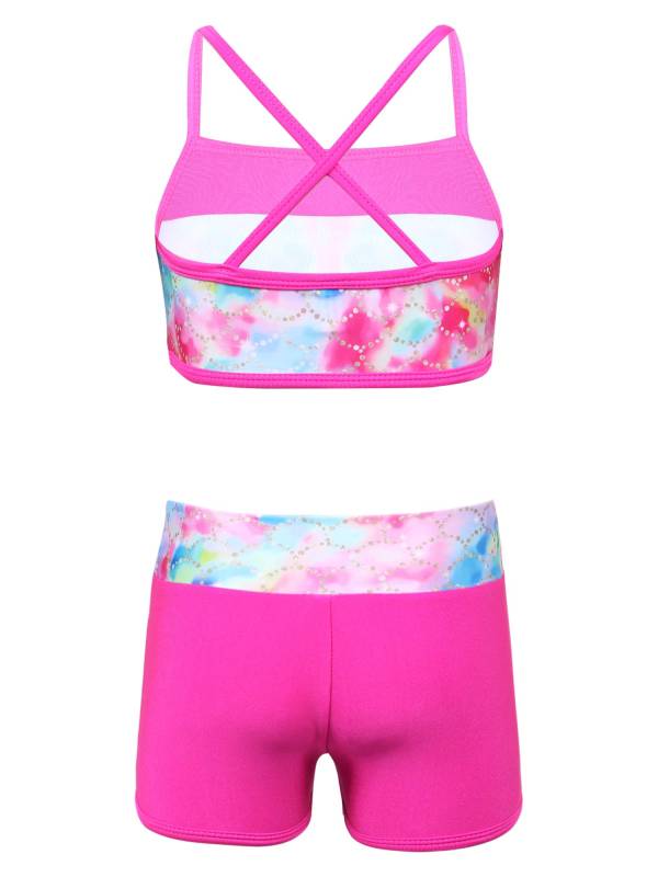 Kids Girls 2pcs Sequins Mermaid Scales Tank Top with Bottoms Set thumb