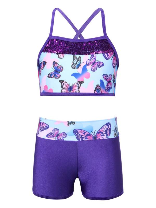 Kids Girls 2pcs Sequins Mermaid Scales Tank Top with Bottoms Set thumb