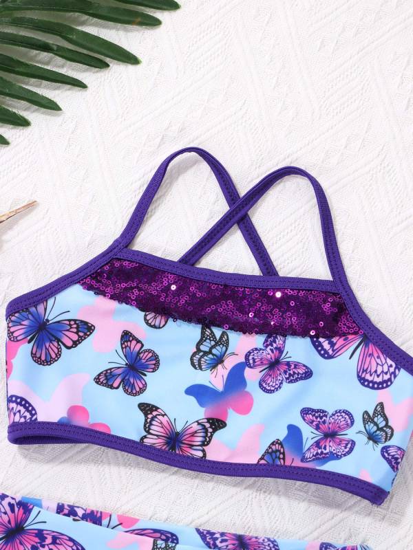 Kids Girls 2pcs Sequins Mermaid Scales Tank Top with Bottoms Set thumb