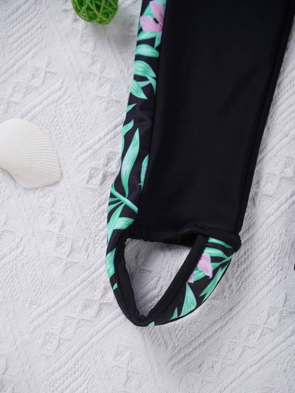 Kids Girls Long Sleeves Zipper Rash Guard One Piece Swimsuit thumb