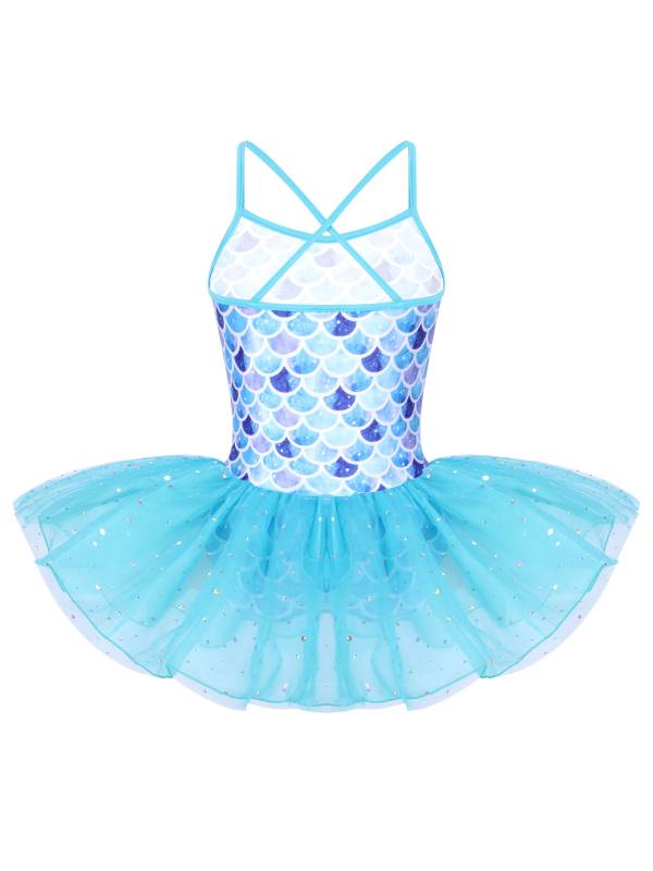 Kids Girls Glitter Mermaid Costume Ballet Dance Leotard Tutu Dress thumb